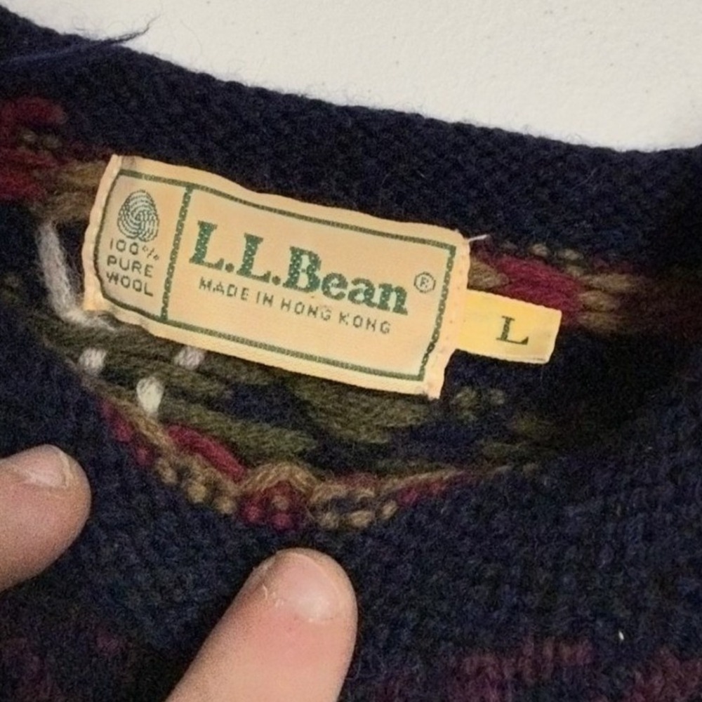 L.L. Bean Vintage Fair Isle Wool Sweater Mens Large Multi Color Knit Pullover - Picture 2 of 4
